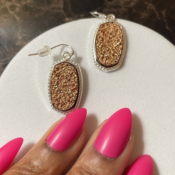 Sparkly Kendra Bronze Drop Earrings - Picture 8 of 10